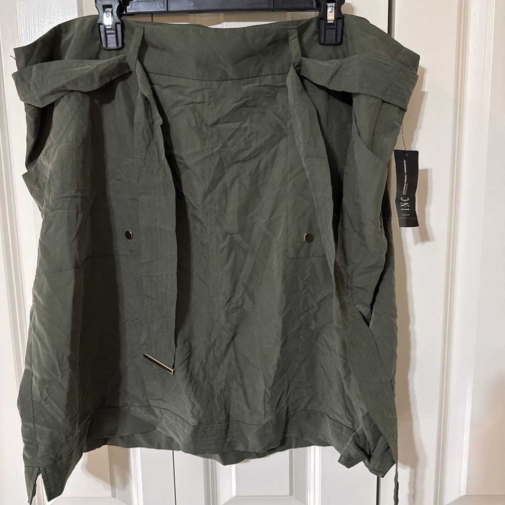Women's NWT INC Boho Escape Belted And Lined Skirt In Olive Size 20W Classic